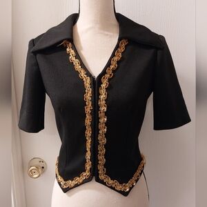 Vintage Black/Gold Zipper Blazer